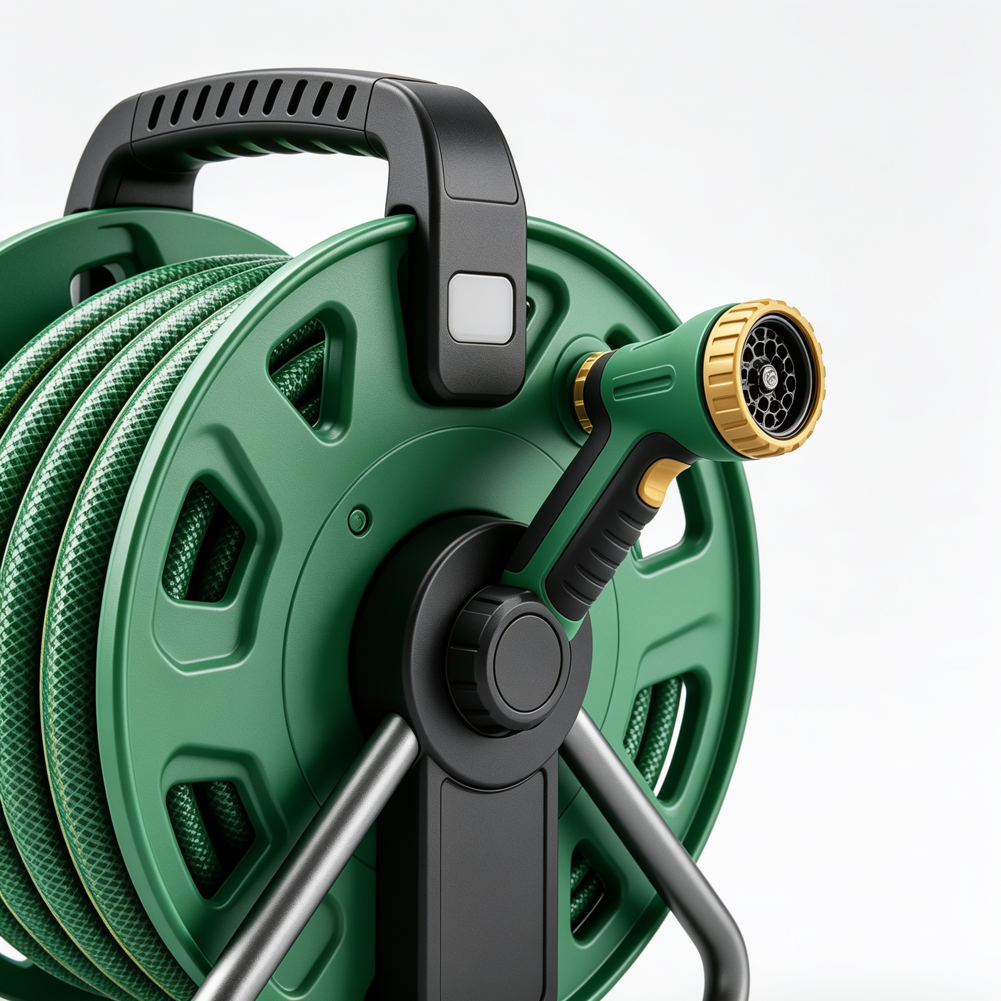 PotAndPlant Expandable Garden Hose with 8 Function Nozzle, 50FT - Lightweight Retractable No-Kink Water Hose with 3/4 Inch Solid Brass Fittings and Double Latex Core