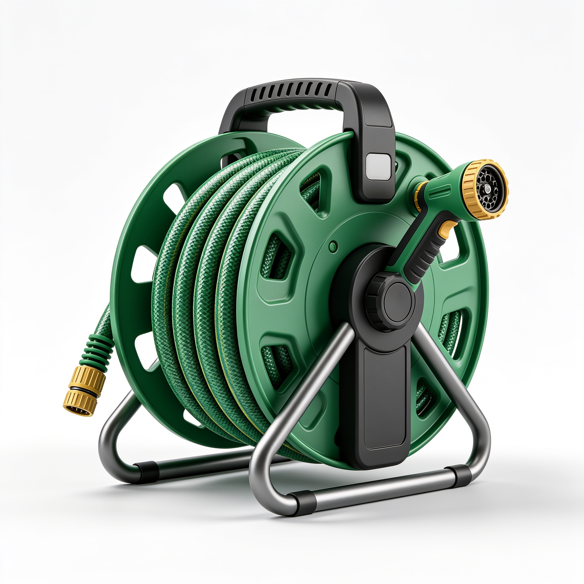 PotAndPlant Expandable Garden Hose with 8 Function Nozzle, 50FT - Lightweight Retractable No-Kink Water Hose with 3/4 Inch Solid Brass Fittings and Double Latex Core